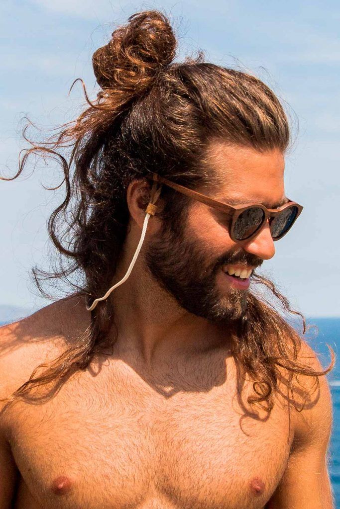 Long Curly Knot And Beard #topknot #topknotmen #manbun