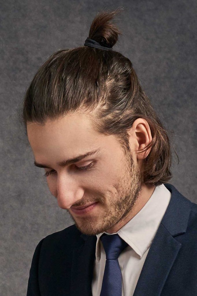 Shoulder Length Knotted Hair #topknot #topknotmen #manbun