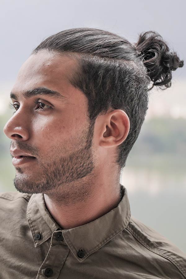 Undercut Curly Bun #topknot #topknotmen #manbun