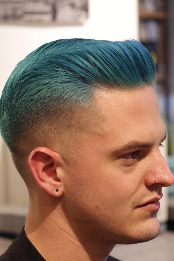 Short Turquoise Tapered Pomp #taper #fade #taperfade