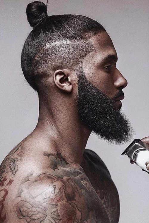 Afro Man Bun Disconnected Undercut #blackmanhaircut #manbun #disconnectedundercut