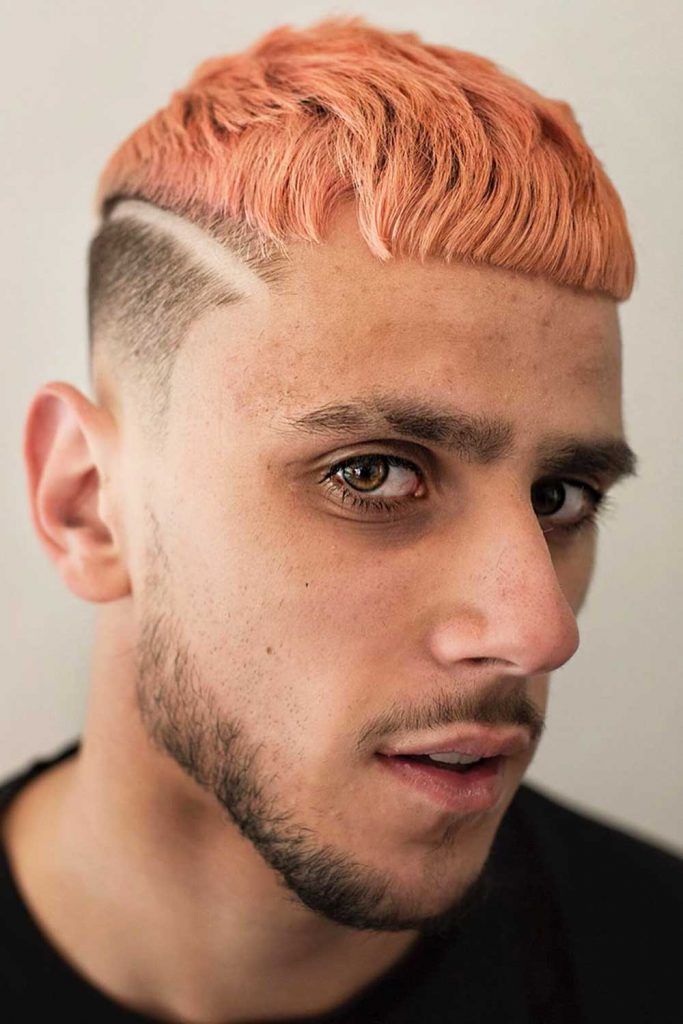 Peach Color Cropped Bang #undercut #disconnectedundercut #undercutfade