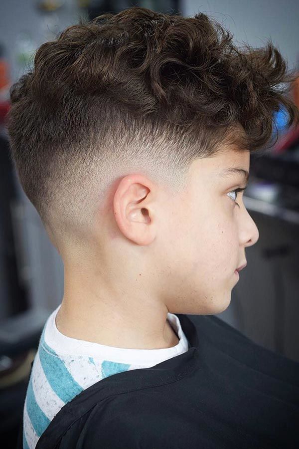 Curly Fringe With Faded Sides #boyshaircuts #haircutsforboys