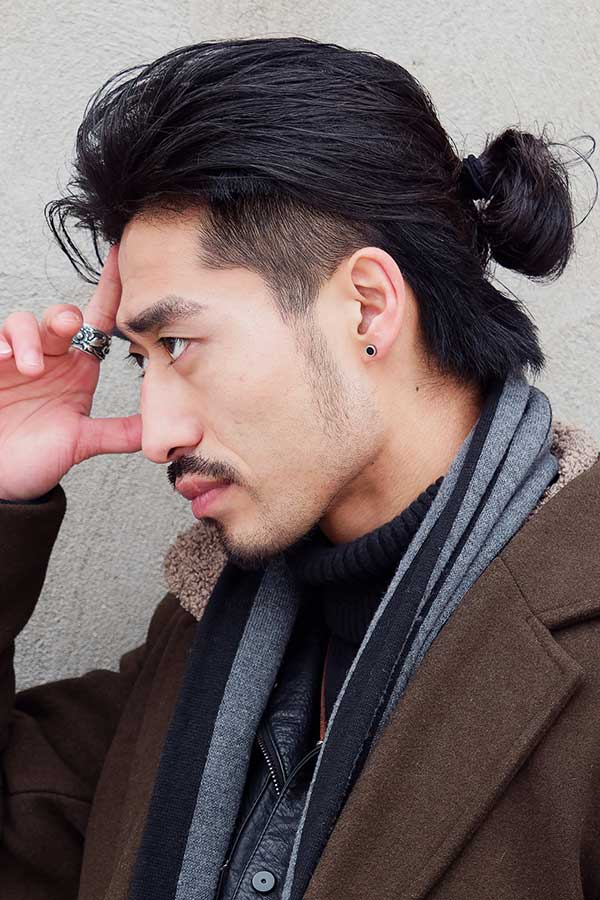 Samurai Hair Low Messy Man Bun 