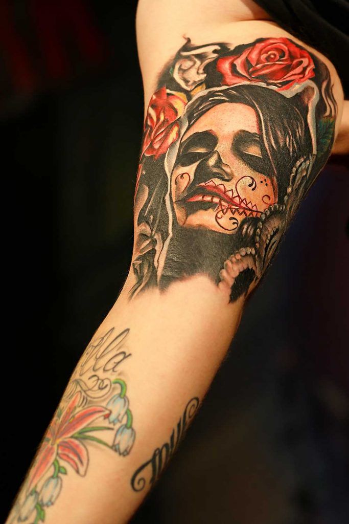 Chicano Style Half Sleeve Tattoo  फट शयर