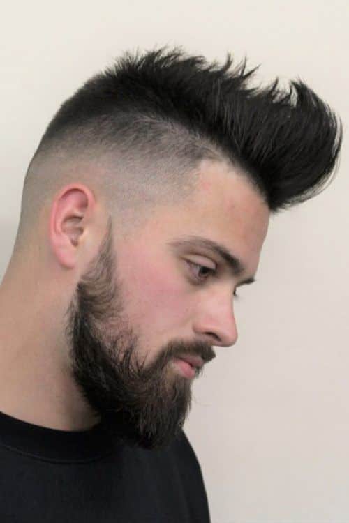 Some Cool Mens Haircuts Ideas With Patchy Beard #patchybeard #beardstyles #texturedhair #fauxhawk #fadehaircut