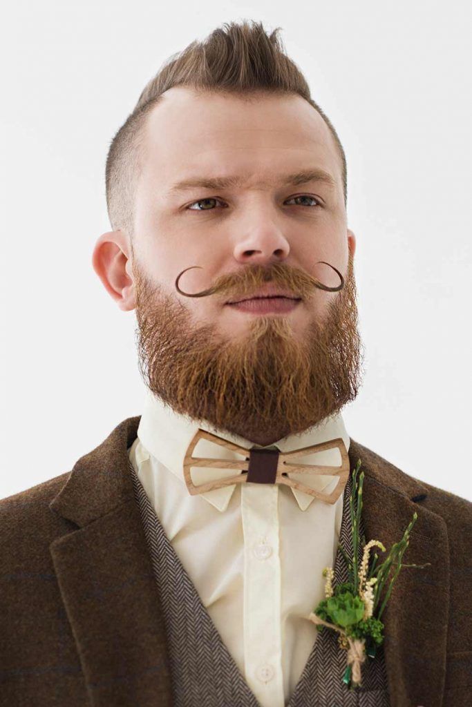 Short Mohawk And Moustache #weddinghair #weddiunghairstyles #weddinghairmen