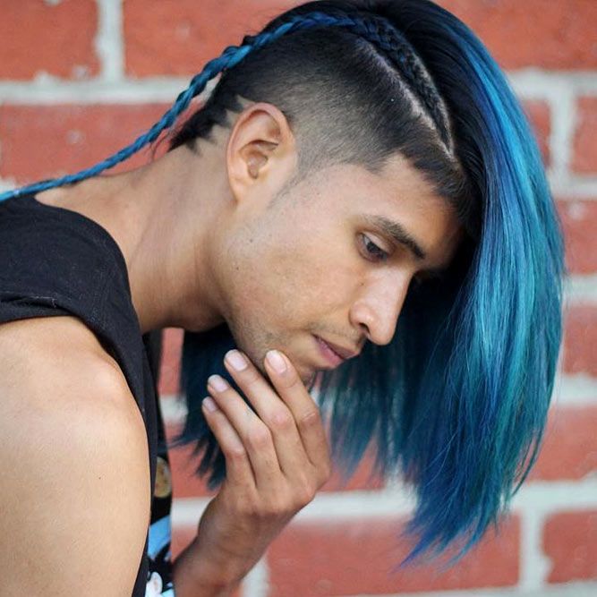 Undercut On Blue Hair #undercut #longhair #haircuts #menhaircuts