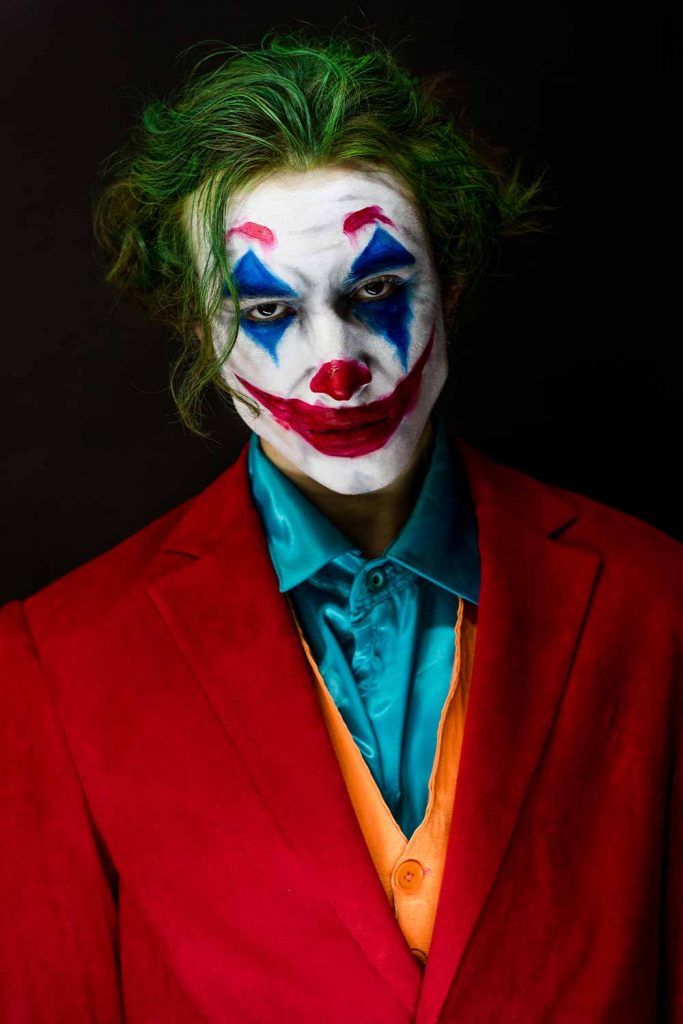 Joker Halloween Makeup Gren Hair #halloweenmakeup #halloween #halloweenmakeupmen