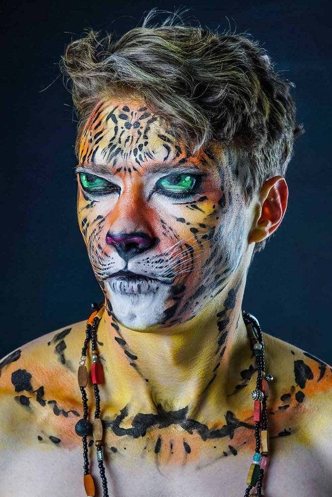 Tiger face Paint #halloweenmakeup #halloween #halloweenmakeupmen