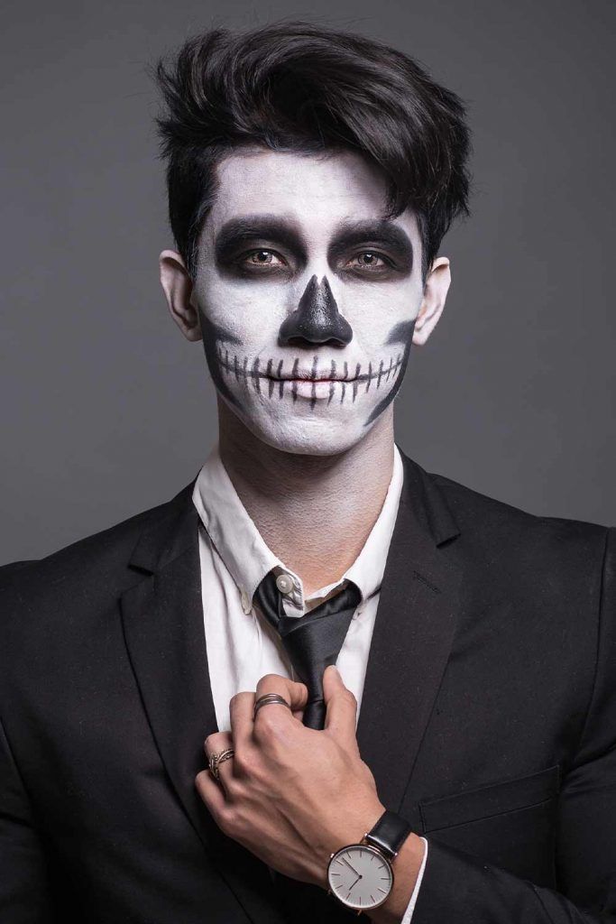 Simple Skull Makeup #halloweenmakeup #halloween #halloweenmakeupmen