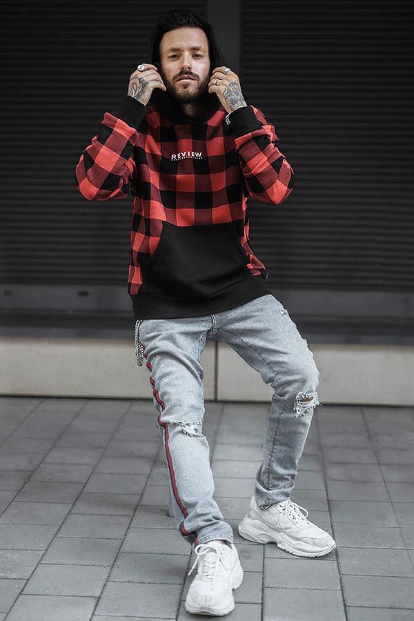 Red Cell Hoodie #rippedjeans #mensjeans