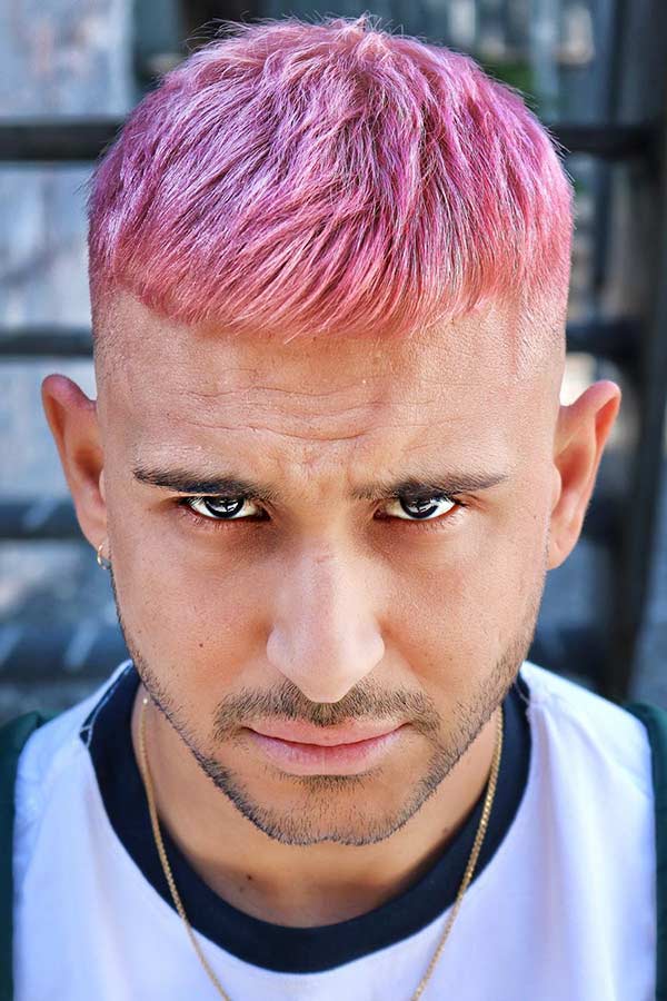 Short Textured Pink Hair #haircolor #menshaircolor 