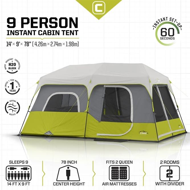 9 Person Instant Cabin Tent #giftsformen #mensgifts