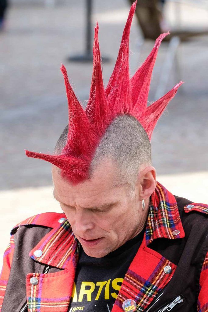 Red Fire < #libertyspikes #spikes #spikedhair #punkhair #punkhairstyles