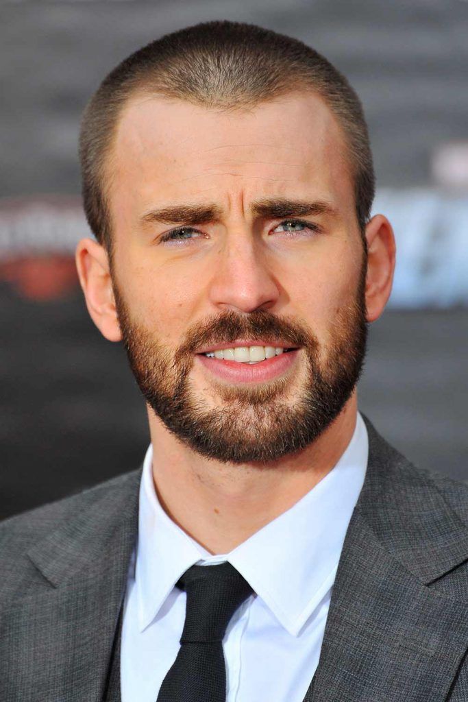 Widows Peak Short Hair Buzz Cut Chris Evans 683x1024 