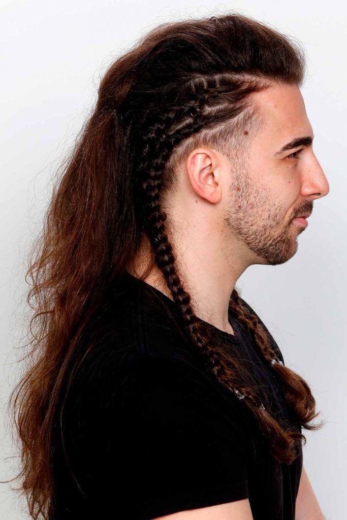 Faux Hawk With Braided Sides #vikingbraid #braidsformen #vikinghairstyles #vikinghaircut #vikinghair 