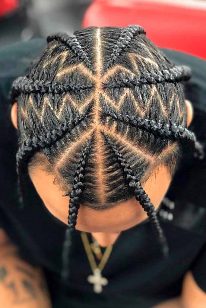 Artistic Zig-Zag Cornrows #cornrows #cornrowsmen #braidsformen #manbraid 