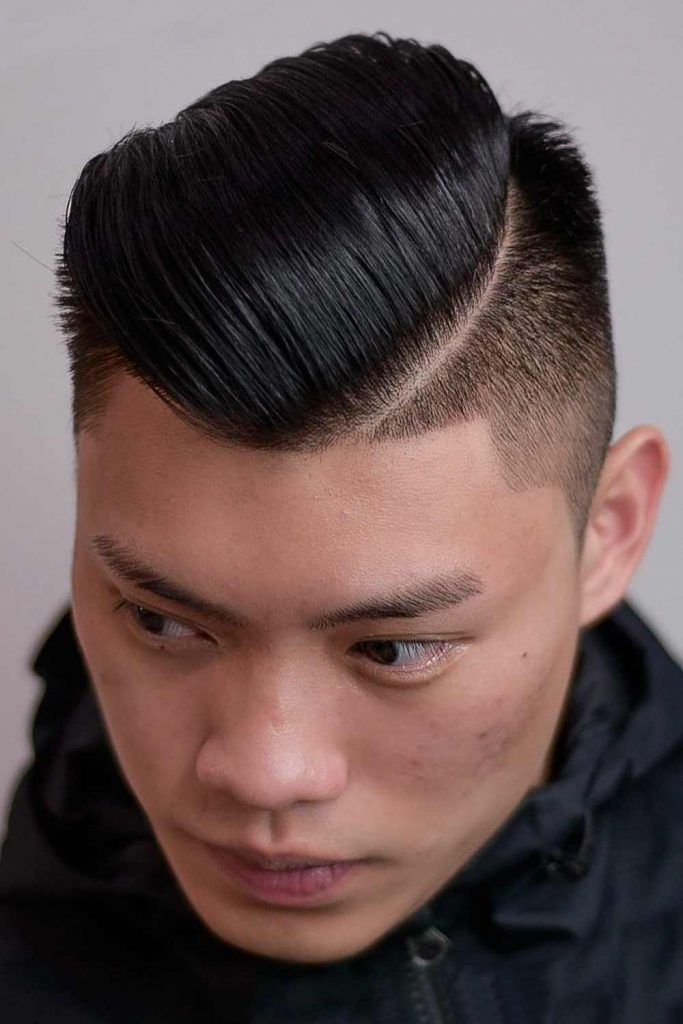 Slicked Back Fade #asianhairstyles #asianmenhairstyles #asianhairstylesmen