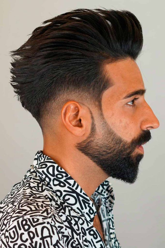 Image of Low fade with a pompadour men's hairstyle