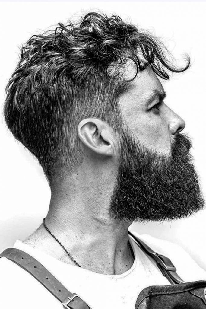 Longer Bang And Full Beard #curlyhairmen #menscurlyhairstyles #curlymen #curlyhair