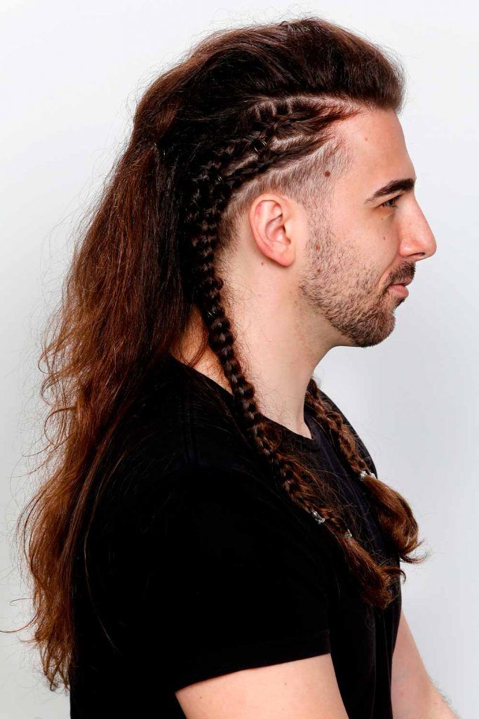 Image of The Braided Updo long hairstyle for men