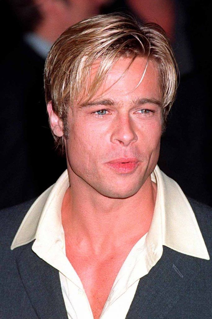 90s hairstyles men blonde highlights brad pitt