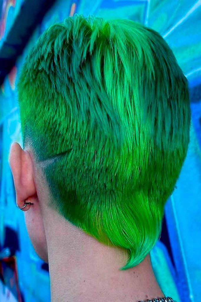 Bright Green Rat Tail Hair #rattail #rattailhair #rattailhairstyle