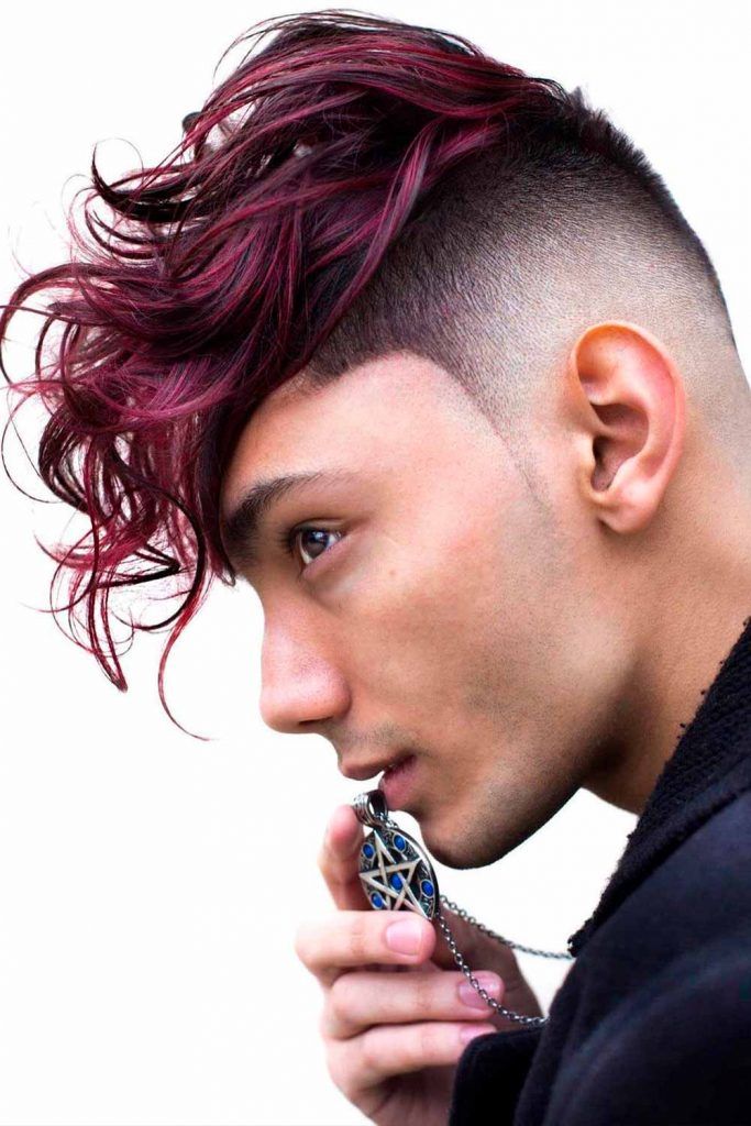 Big Burgundy Curls #undercut #curlyhair #curlyundercut #curlyhairmen