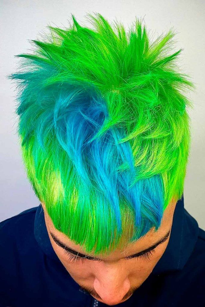Blue Green Spikes #menshaircolor #haircolorformen #menscolors