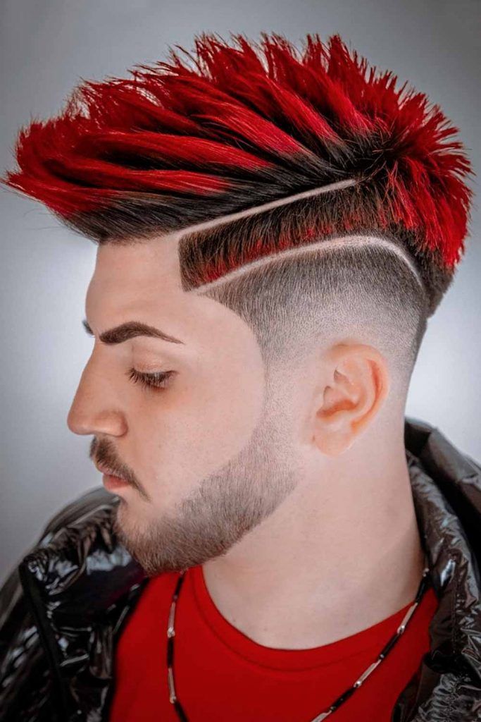 Red Faux Hawk #menshaircolor #haircolorformen #menscolors