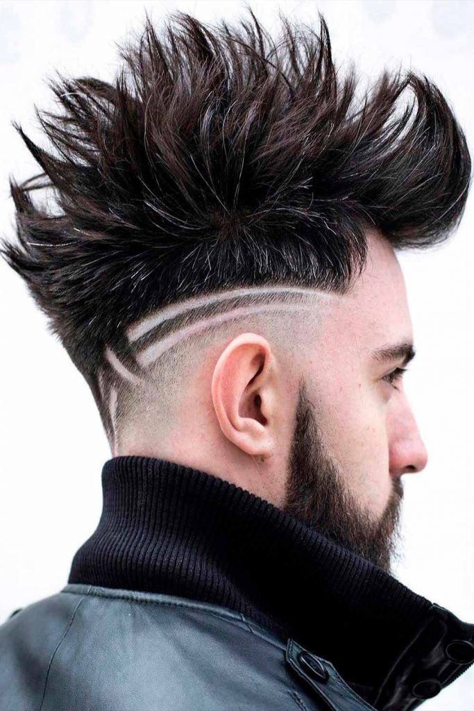 faux hawk fade with line