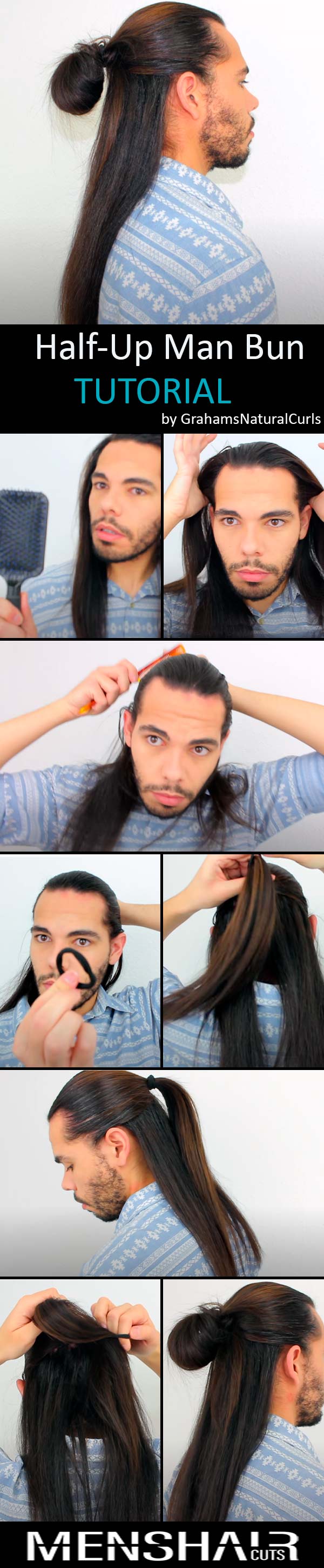 How To Make A Half-Up Man Bun (Tutorial) #manbun #howtomakeamanbun 