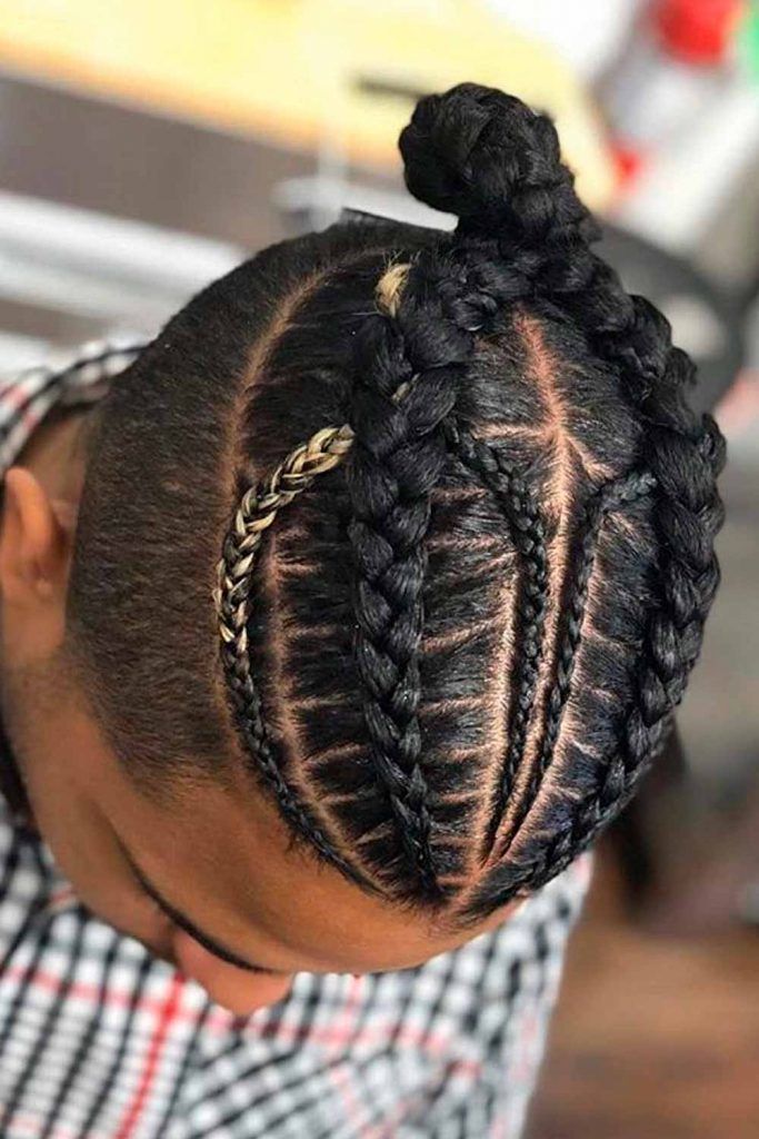 Man Bun Braids #blackbraidsmen #blackmenbraids #afrobraids