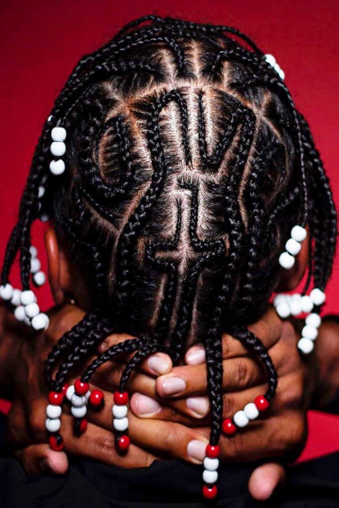Beads + Braided Design For A Black Men #blackbraidsmen #blackmenbraids #afrobraids