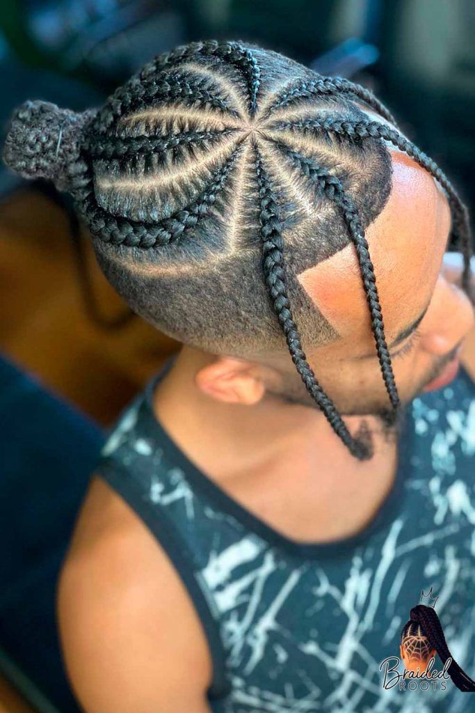 Spider Inspired Man Bun Braids #blackbraidsmen #blackmenbraids #afrobraids