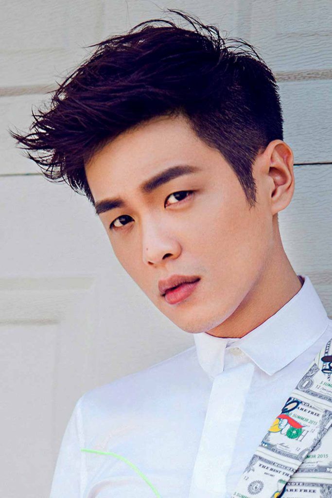 Image of Faux Hawk hairstyle for oval face Asian male