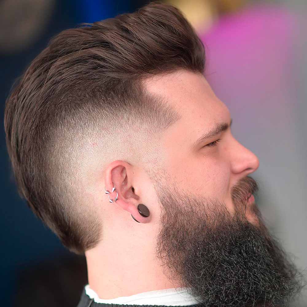 mohawk fade white men with beard