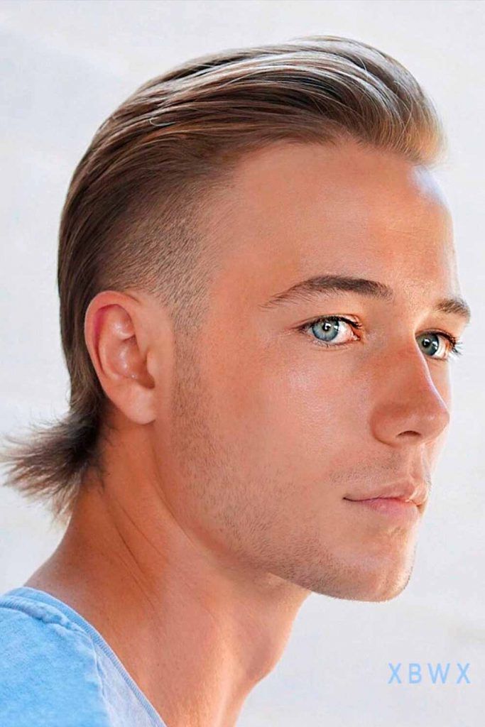 Image of Slicked back short shag mullet