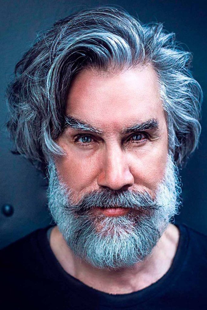 Longer Brushed Back Grey Hairstyle #silverhairmen #silverhair #greyhair #grayhair