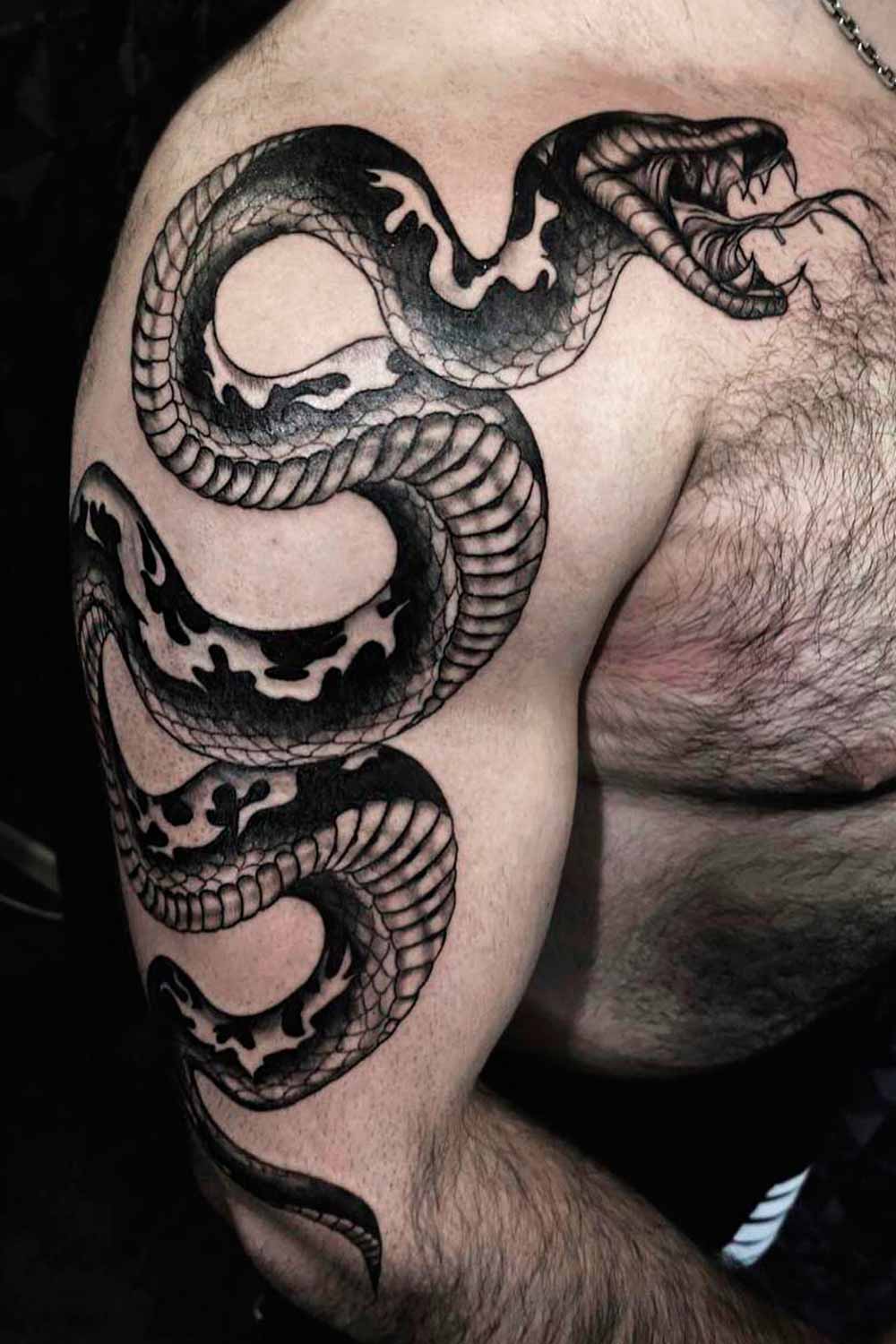 tattoos for men snake sleeve black white