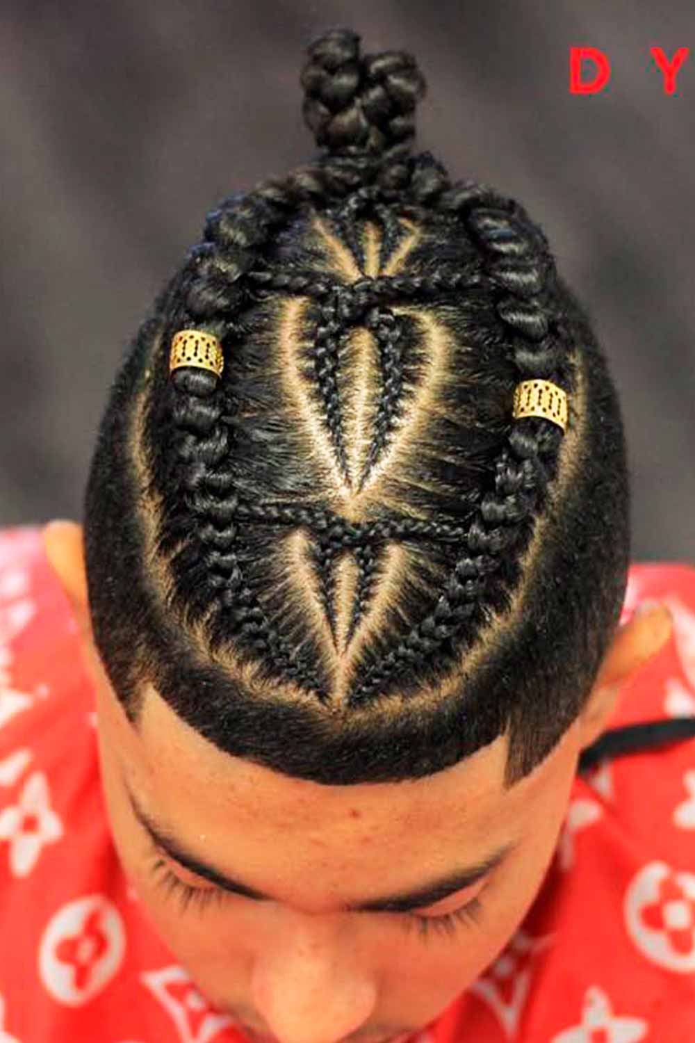 Cornrows With Man Bun And Beads #braidsformen #manbraid #mensbraids