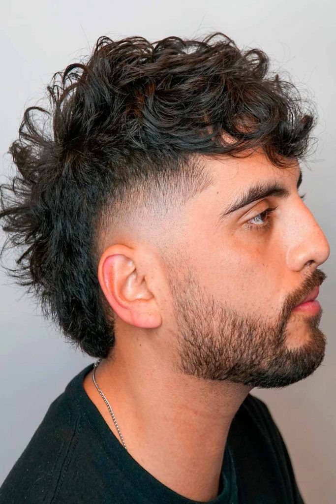 curly hair fade mullet