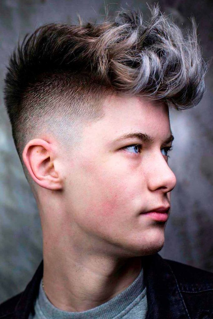 prom hairstyles for men undercut quiff silver highlights