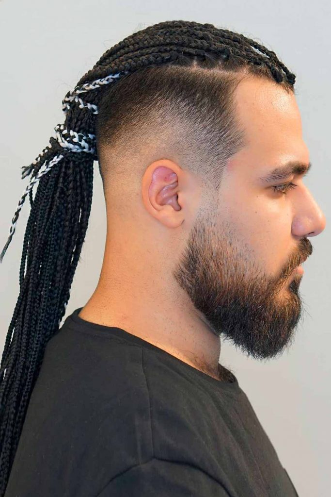 Long Single Braids With Undercut Fade #singlebraids #singlebraidsformen #singlebraidsmen