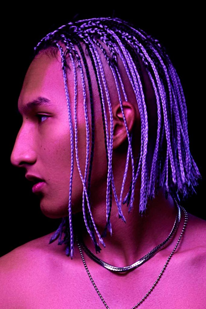 Long Purple Single Braids For Men #singlebraids #singlebraidsformen #singlebraidsmen