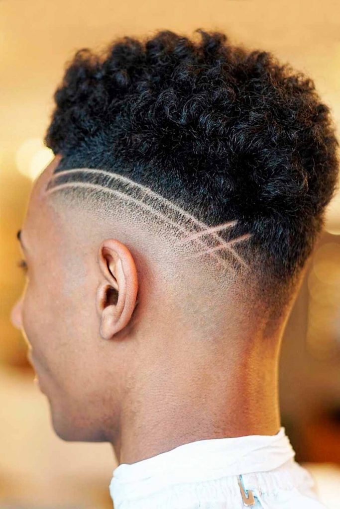 black haircut with 3 lines on side