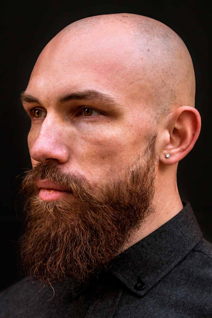 hairstyles for men with big forehead bald beard