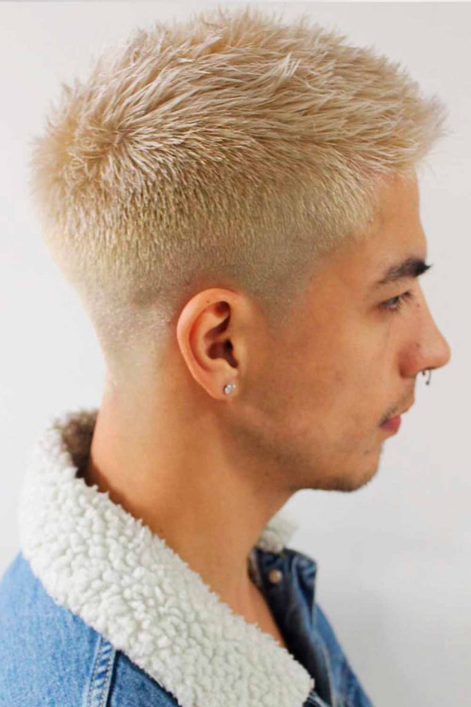 bleached and spiky low fade