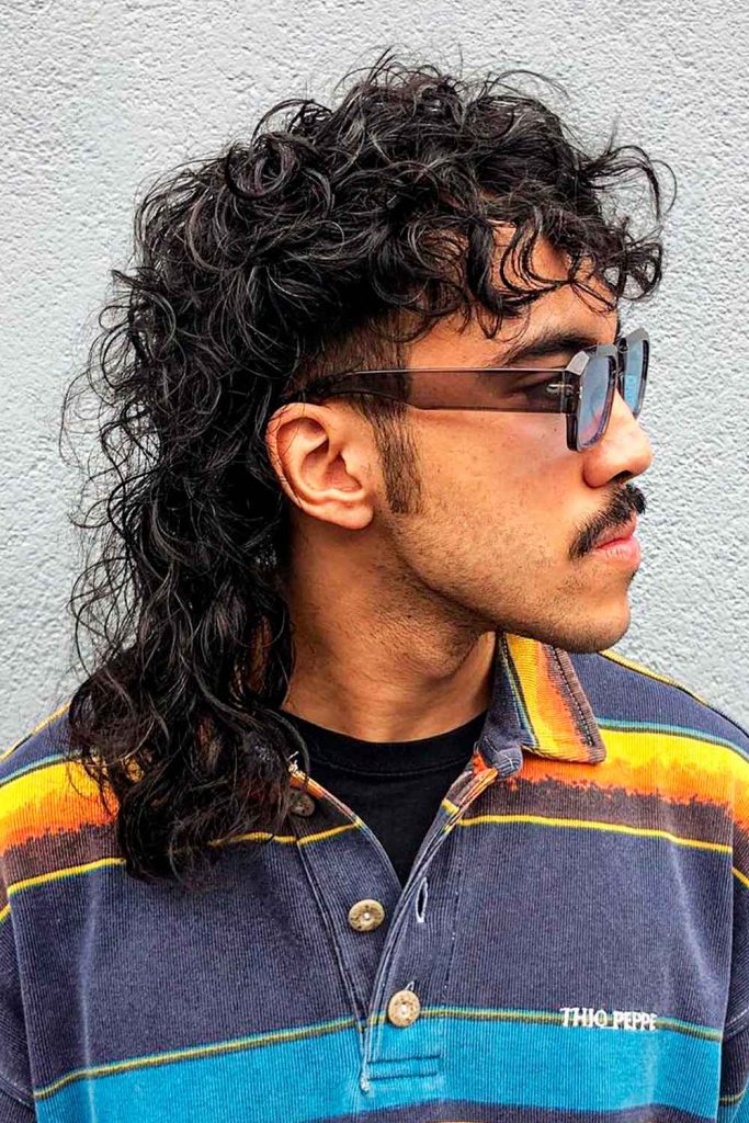 Permed Mullet On Dark Hair #permedmullet #mullet #mensperm #mulletperm #permmullet